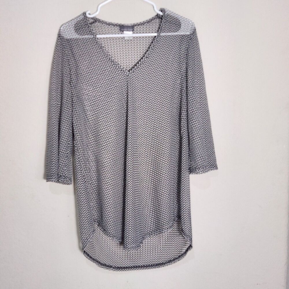Jordan‎ Taylor Cover Up Womens Medium Black White Geometric 3/4 Sleeve Boho